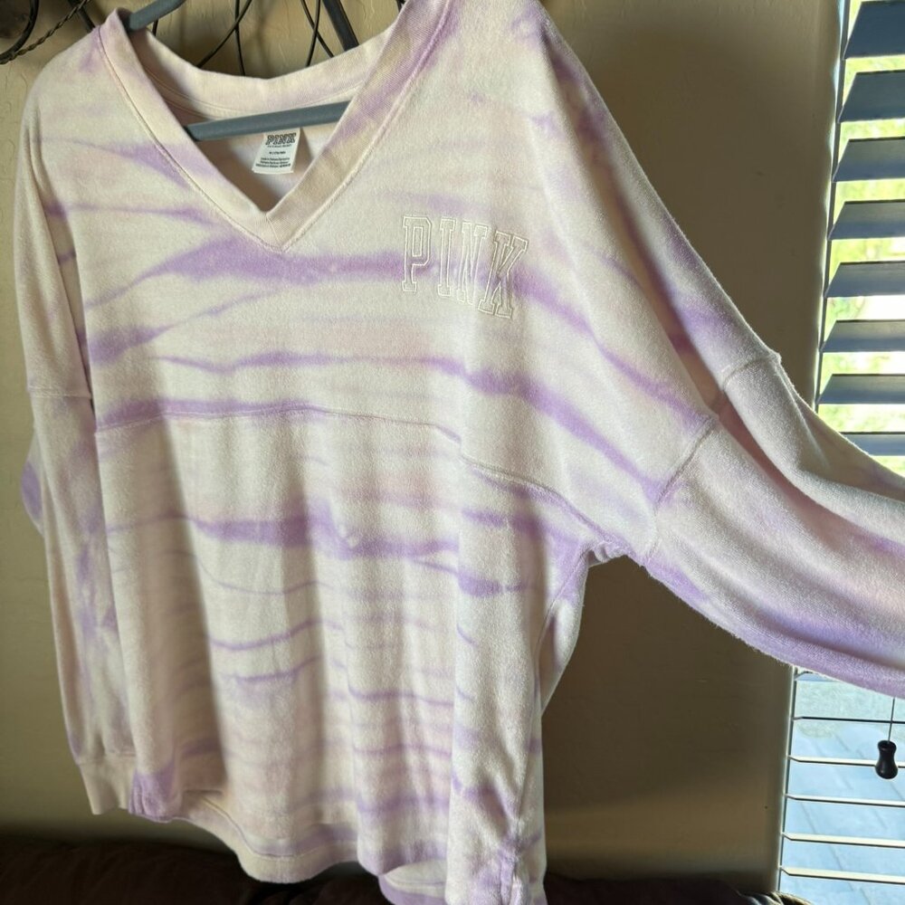 PINK Victoria's secret Varsity Beach‎ Terry V-Neck Sweatshirt Pullover